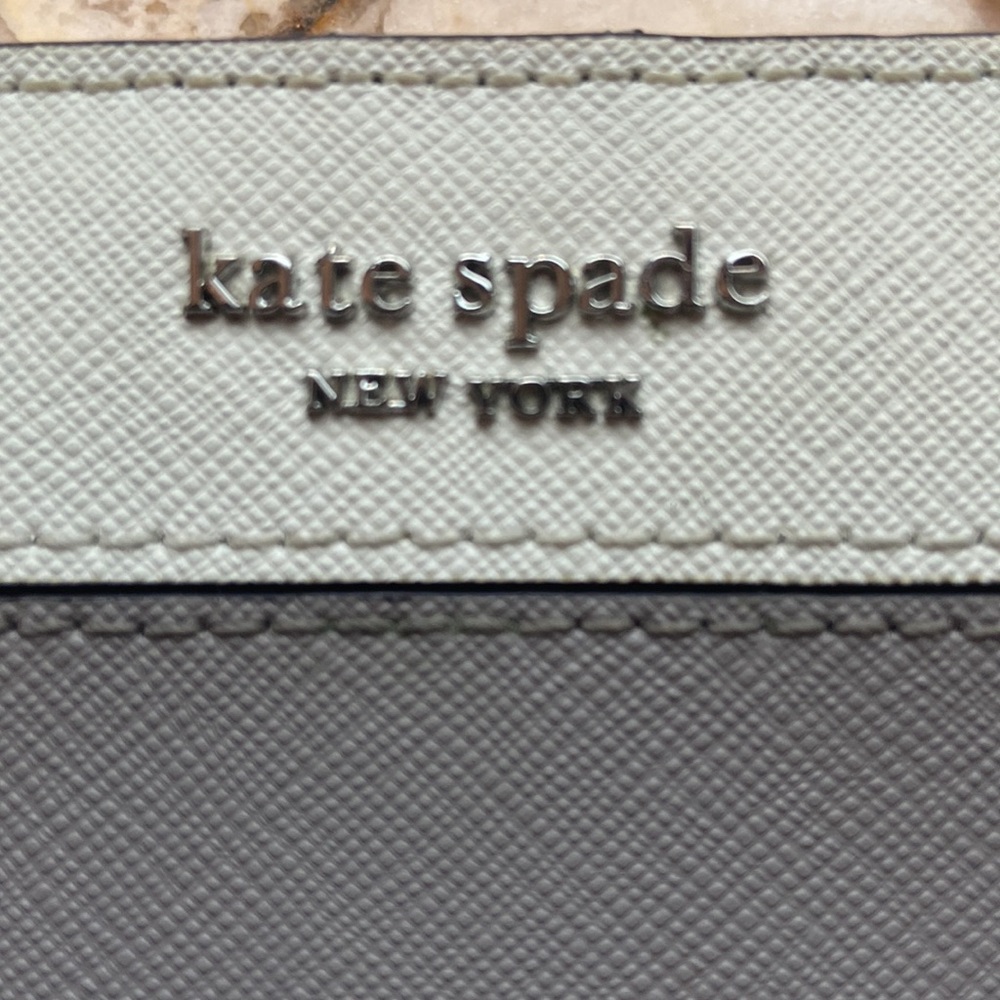 Kate Spade Saffiano Leather Continental Long Wallet White Gray Bifold - Picture 4 of 5